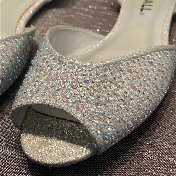 Silver Glitter & Rhinestone Sparkly Flats - Picture 5 of 6
